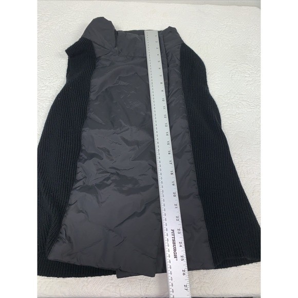 Eileen Fisher Black Wool Snap Vest L Nylon Mixed Media Minimalist - Picture 5 of 7